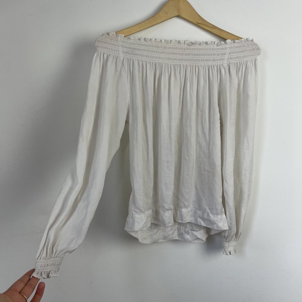 Maje Lorisa Off the Shoulder Woven Blouse Smocked - Picture 3 of 9